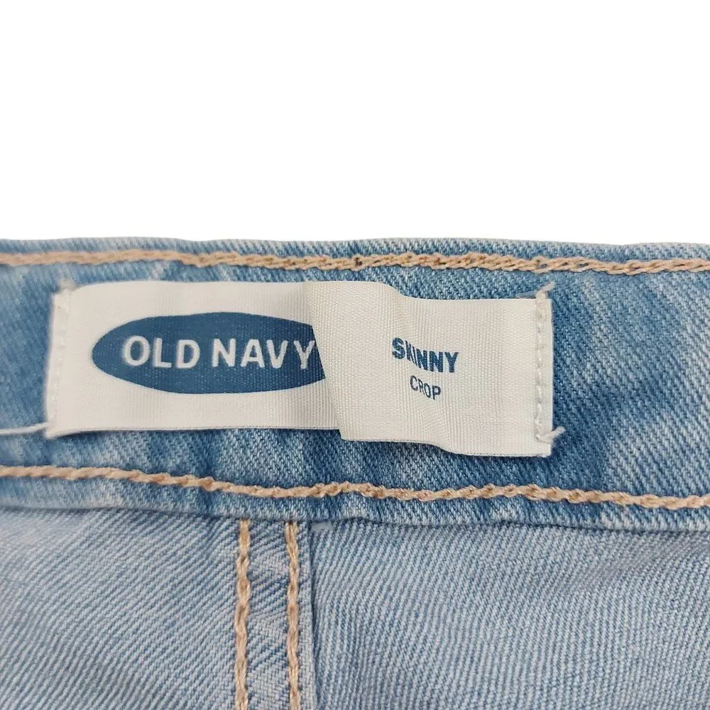 Old Navy Jeggings Girls Large 10-12 Blue Skinny Crop Stretch Raw Hem